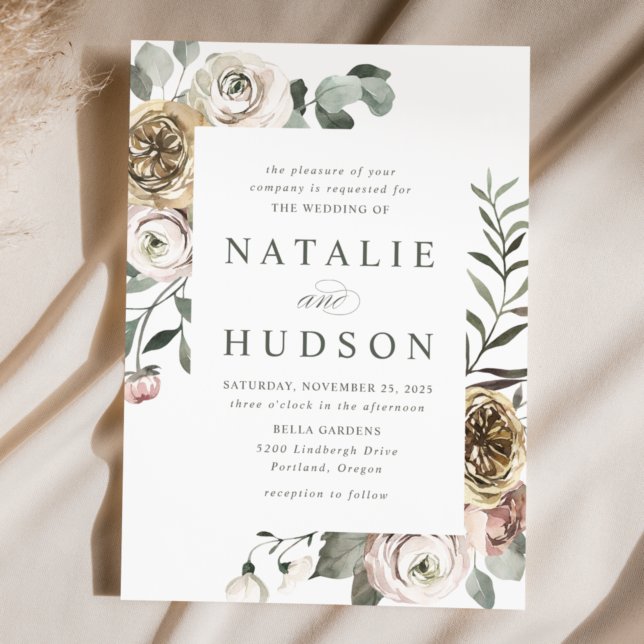 Invitation Delicate Winter Floral Frame Wedding (Créateur téléchargé)