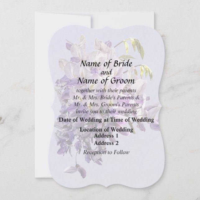 Invitation Delicate Wisteria Wedding Products (Devant)