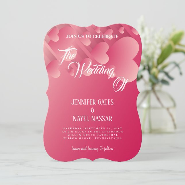 Invitation Delicatte amour Calligraphie All In One Mariage (Debout devant)