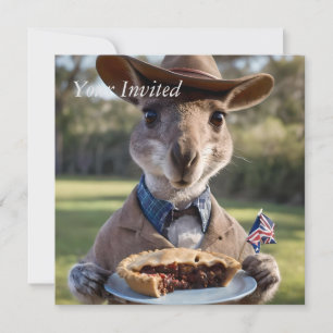 Invitation "Délice du bush : un kangourou mange une tourtière