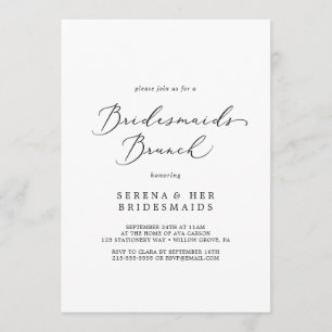 Invitation Delicic Black Calligraphy Bridesmaids Brunch