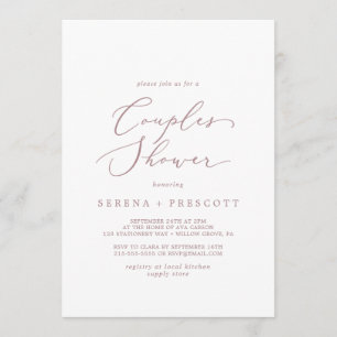 Invitation Delicic Rose Gold Calligraphie Couples Douche