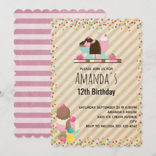 Invitation Délicieuse crème glacée & Float Sweet Dessert Anni