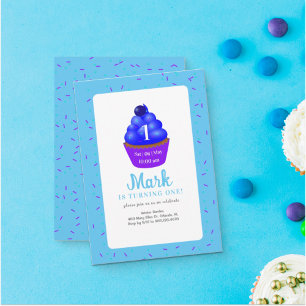 Invitation délicieuse de cupcake de bleuet