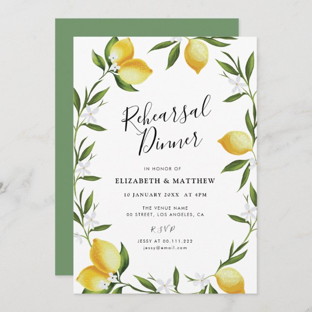 Invitation délicieuse préparation de la feuille de citron dîn (Devant / Derrière)