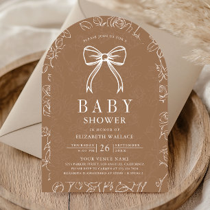 Invitation Délicieux Arc-en-ciel Beige Bow Baby Shower Coquet