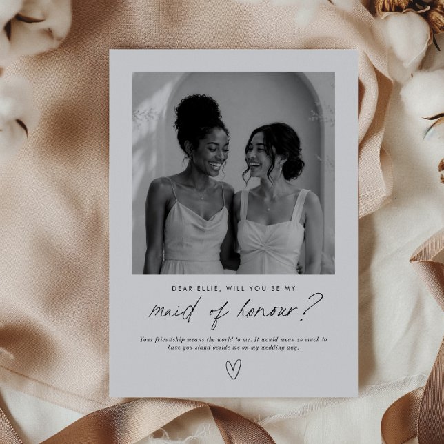 Invitation Demande à ta demoiselle d'honneur - Proposition ph (Zazzle Be My Maid of Honour Handwritten Photo Proposal Invitation)