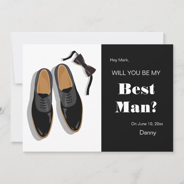 Invitation Demande au témoin de mariage avec nœud papillon et (Devant)