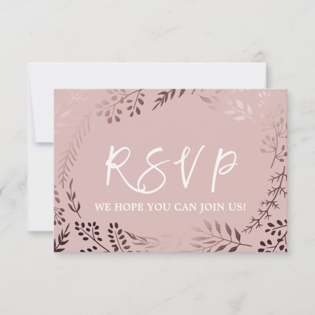 Invitation Demande de chanson RSVP Rose Gold et Rose élégant (Devant)