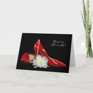 Invitation Demande de chaussures rouges de Matrone d'Honneur