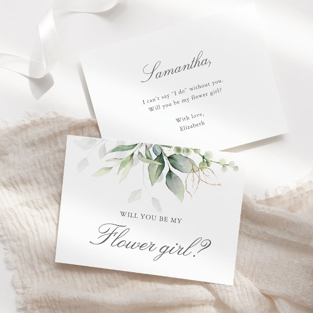 Invitation Demande de Demoiselle d'Honneur Élégante avec Euca (Créateur téléchargé)
