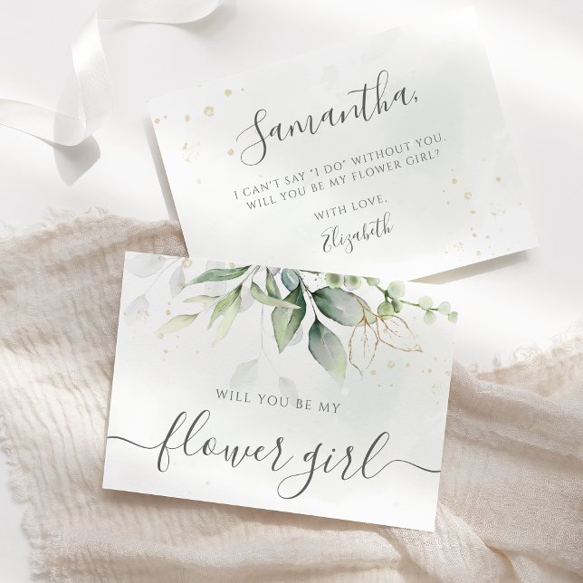 Invitation Demande de Demoiselle d'Honneur Élégante avec Euca (Créateur téléchargé)