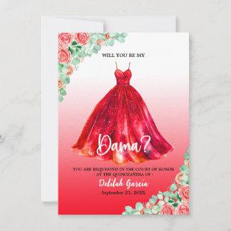 Invitation Demande de demoiselle d'honneur en rouge pour Quin