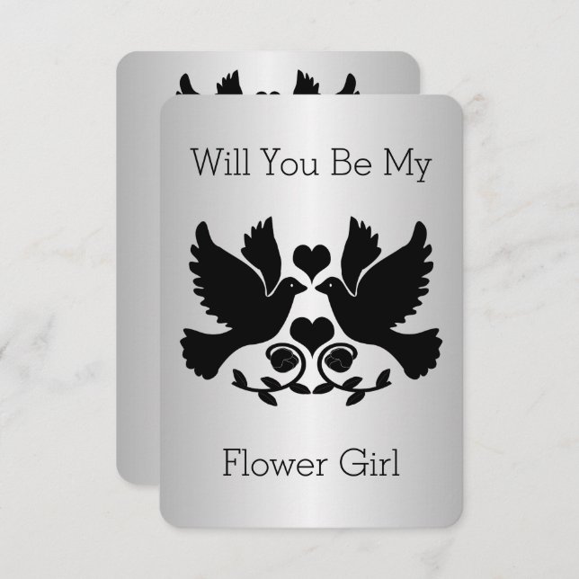 Invitation Demande de Demoiselle d'Honneur Fleur et Colombes  (Devant / Derrière)