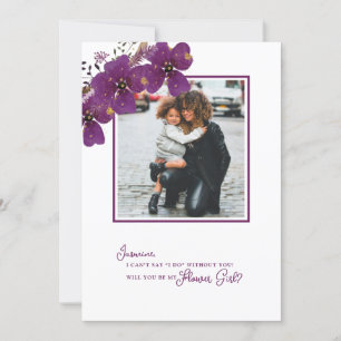 Invitation Demande de Demoiselle d'Honneur Fleur Violette Pho