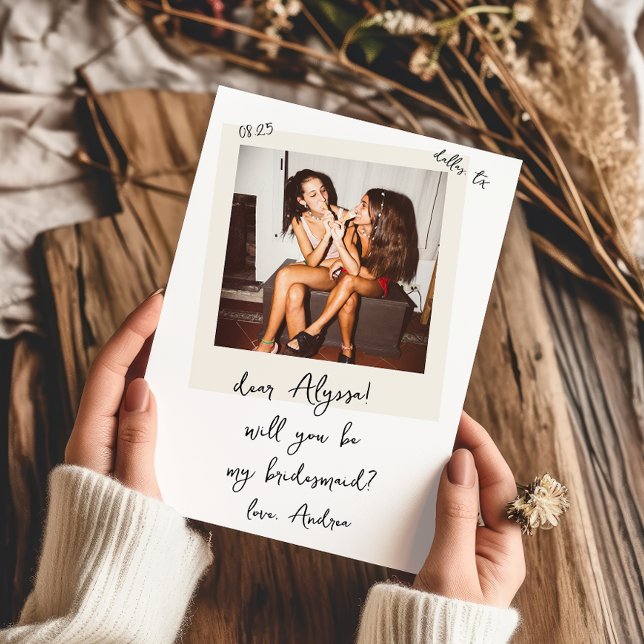 Invitation Demande de demoiselle d'honneur manuscrite sur pho (Créateur téléchargé)