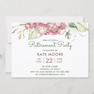 Invitation Demande de fête de retraite aquarelle Floral Party