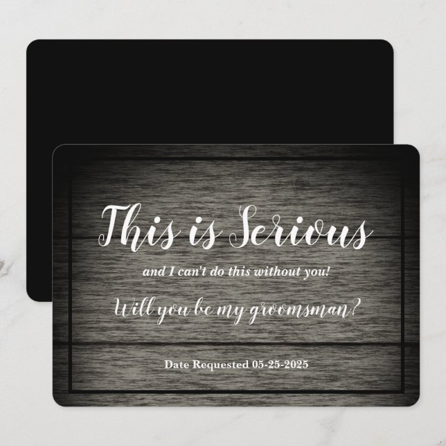 Invitation Demande de Garçon d'Honneur C'est du Sérieux Bois  (Devant / Derrière)