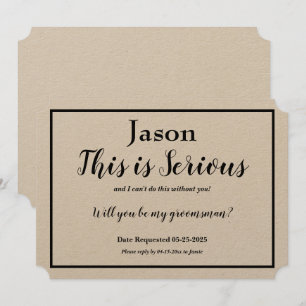 Invitation Demande de Garçon d'Honneur C'est Sérieux Option d