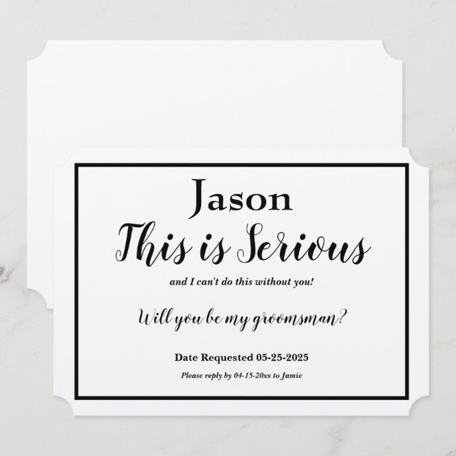 Invitation Demande de Garçon d'Honneur C'est une Option de No (Devant / Derrière)