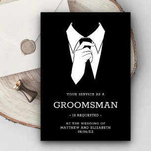 Invitation Demande de garçon d'honneur en smoking noir modern