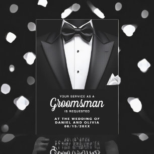 Invitation Demande de garçon d'honneur en smoking noir Tuxedo