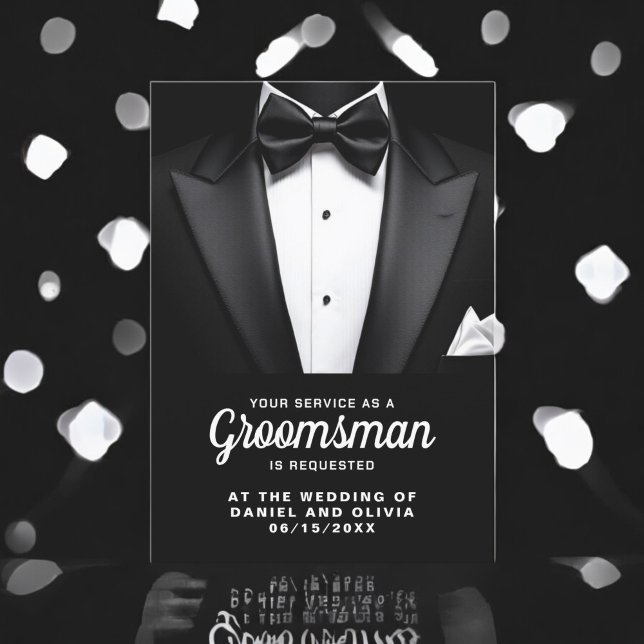 Invitation Demande de garçon d'honneur en smoking noir Tuxedo (Créateur téléchargé)