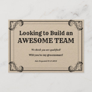 Invitation Demande de Garçon d'Honneur Vintage Construction d