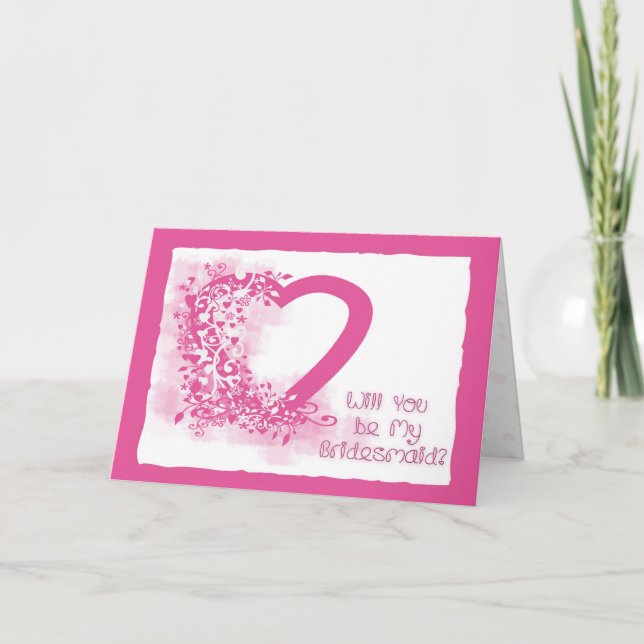 Invitation Demande de la femme de ménage Coeur rose (Devant)