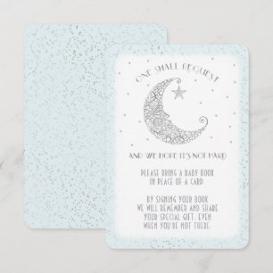 Invitation Demande de livre Lune Étoile Baby Shower Argent Bl