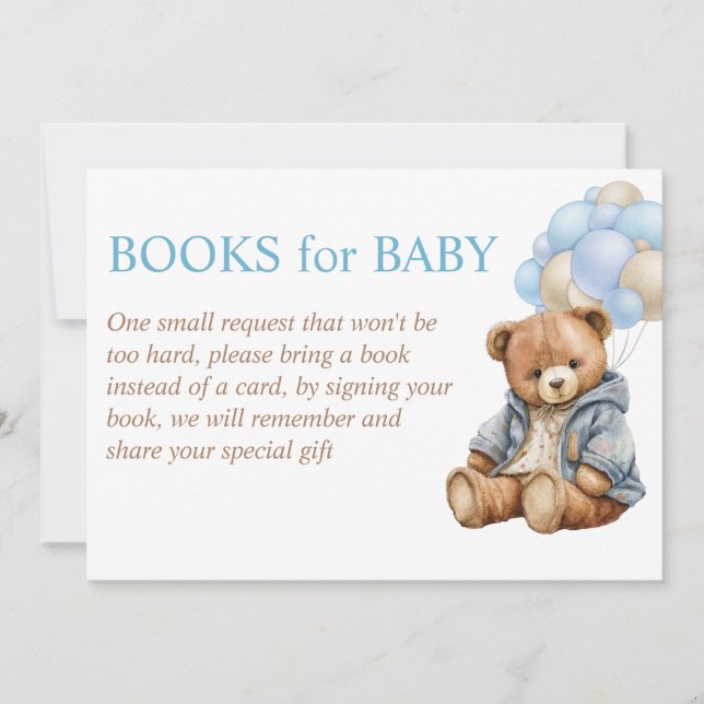 Invitation Demande de livre ourson pour la baby shower ourson (Devant)