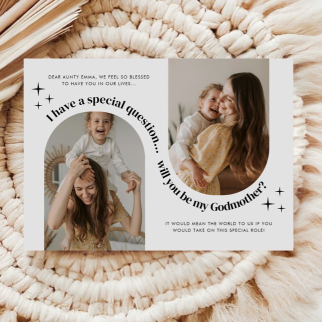Invitation Demande de Marraine avec Double Arche de Photos (Zazzle Double Arch Photo Godmother Proposal Invitation )