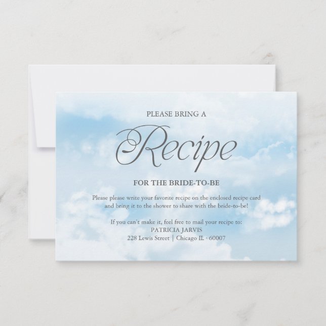 Invitation Demande de recette de douche de mariée moderne sur (Devant)