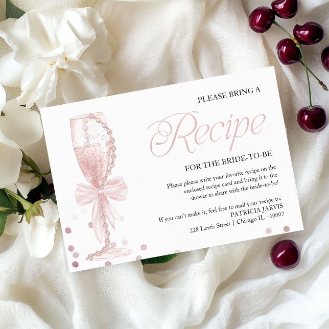 Invitation Demande de recette de douche de mariée Perles & Pr (Créateur téléchargé)