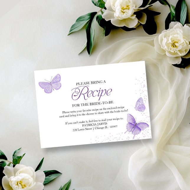 Invitation Demande de recette de douche nuptiale Papillon Vio (Créateur téléchargé)