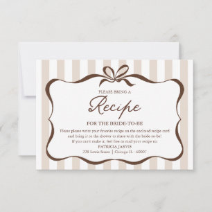 Invitation Demande de recette pour la douche de mariée automn