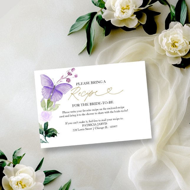 Invitation Demande de recette pour la douche de mariée Papill (Créateur téléchargé)