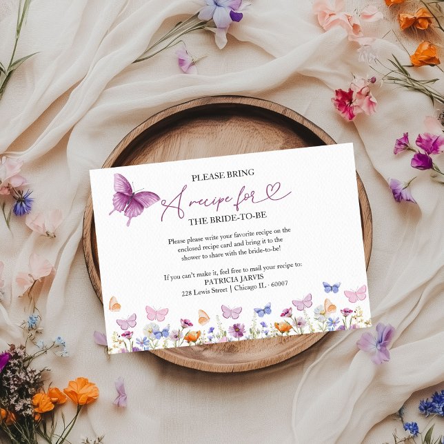 Invitation Demande de recette pour la fête de mariage papillo (Créateur téléchargé)