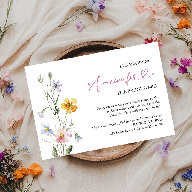 Invitation Demande de recette pour une douche de mariée aux f (Créateur téléchargé)