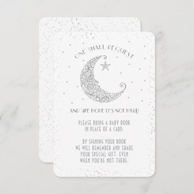 Invitation Demande de réservation Moon Star Baby shower Silve (Devant / Derrière)