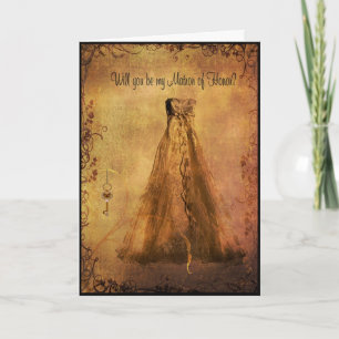Invitation Demande de robe antique de Matrone d'Honneur