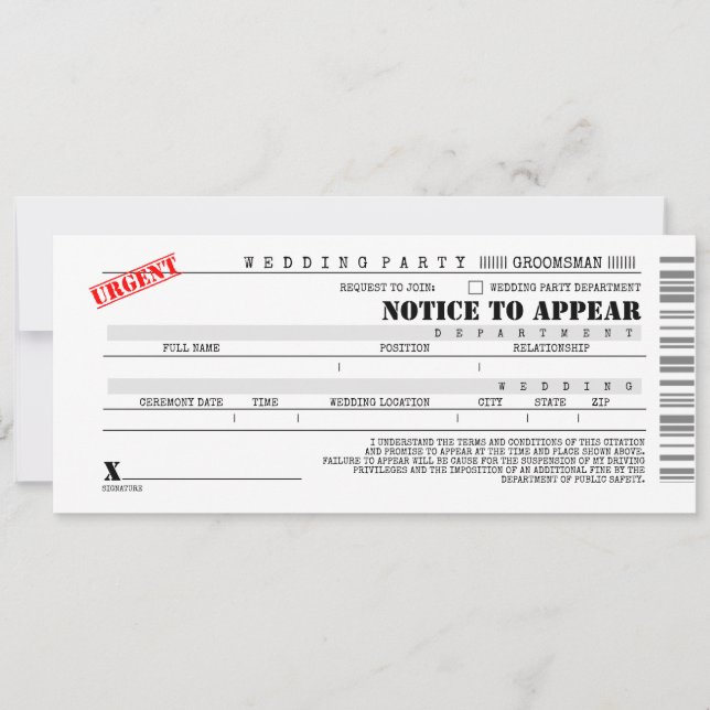 Invitation Demande de témoin de mariage amusante avec citatio (Devant)