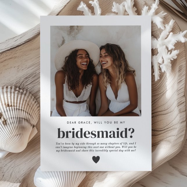 Invitation Demande de témoin de mariage avec photo (Will You Be My Bridesmaid Photo Proposal Card)