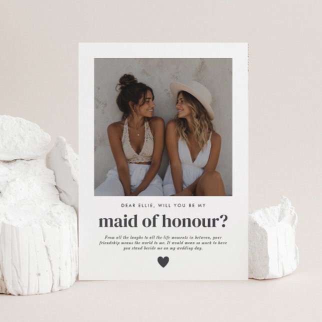 Invitation Demande de témoin de mariage avec photo (Zazzle Will You Be My Maid of Honour Photo Proposal Invitation )