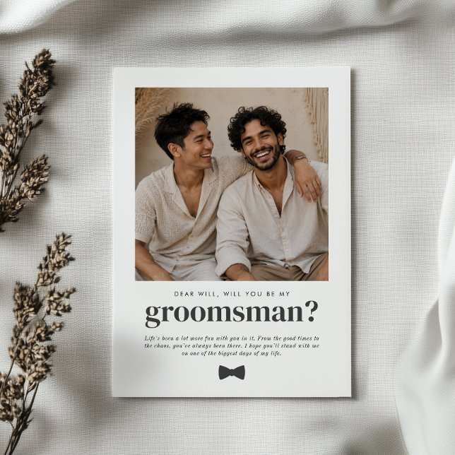 Invitation Demande de Témoin de Mariage avec Photo (Zazzle Will You Be My Groomsman Photo Proposal Invitation)