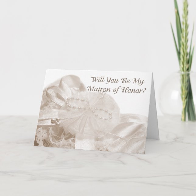 Invitation Demande de témoin de mariage dentelle sépia (Devant)