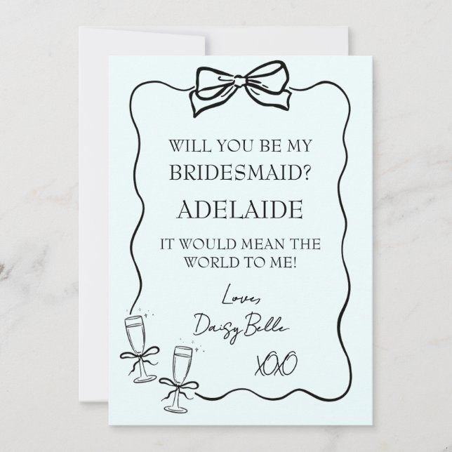 Invitation Demande de témoin de mariage dessinée à la main ve (Devant)