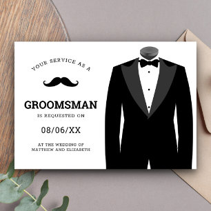 Invitation Demande de témoin de mariage en smoking noir moder