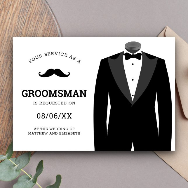 Invitation Demande de témoin de mariage en smoking noir moder (Créateur téléchargé)