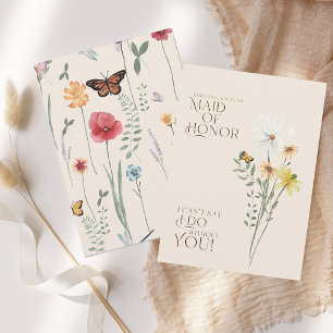 Invitation Demande de témoin de mariage fantaisiste aux fleur